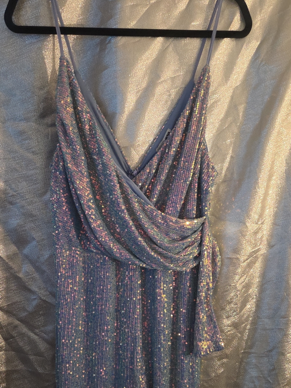 Sequin Spaghetti Stap Jumpsuit- Iridescent Lavender
